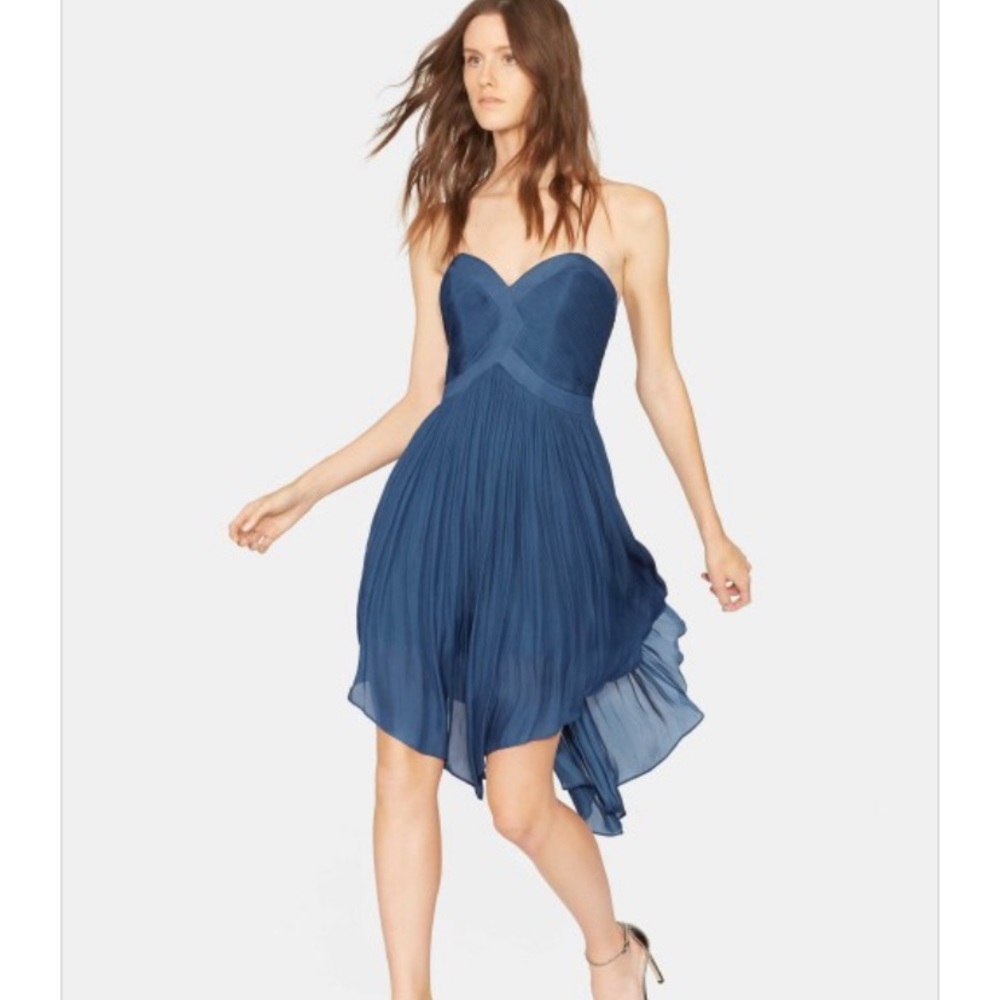 Halston Heritage Pleated Asymmetrical Dress